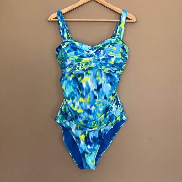 {Bleu Rod Beattie} Life's A Beach Ruched One-Piece Swimsuit - Womens 14 - NWT